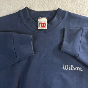 Vintage Wilson Crewneck Sweatshirt Men XLT Blue Pullover Tall USA Made 90s